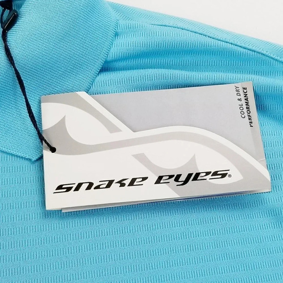 Snake Eyes Large Players Embroidered Sleeve Logo Blue Men's Short Sleeve Polo - Picture 11 of 12